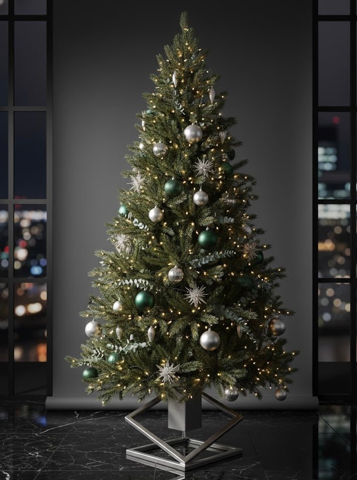 Stojak na Choinkę „LEVITÉ” – srebrny - Largodes - drewno, stal, kamień i światlo w harmonii designu