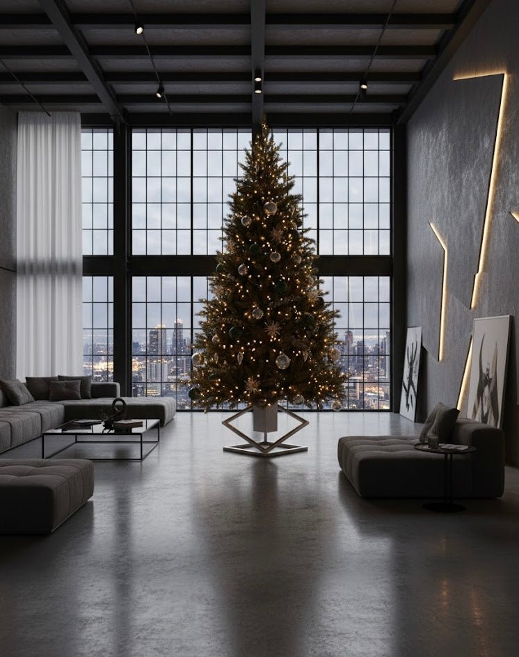 Stojak na Choinkę „LEVITÉ” – srebrny - Largodes - drewno, stal, kamień i światlo w harmonii designu