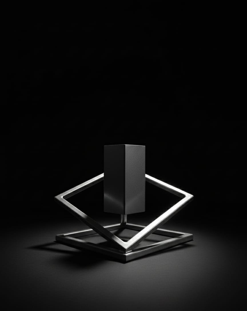 Stojak na Choinkę „LEVITÉ” – srebrny - Largodes - drewno, stal, kamień i światlo w harmonii designu