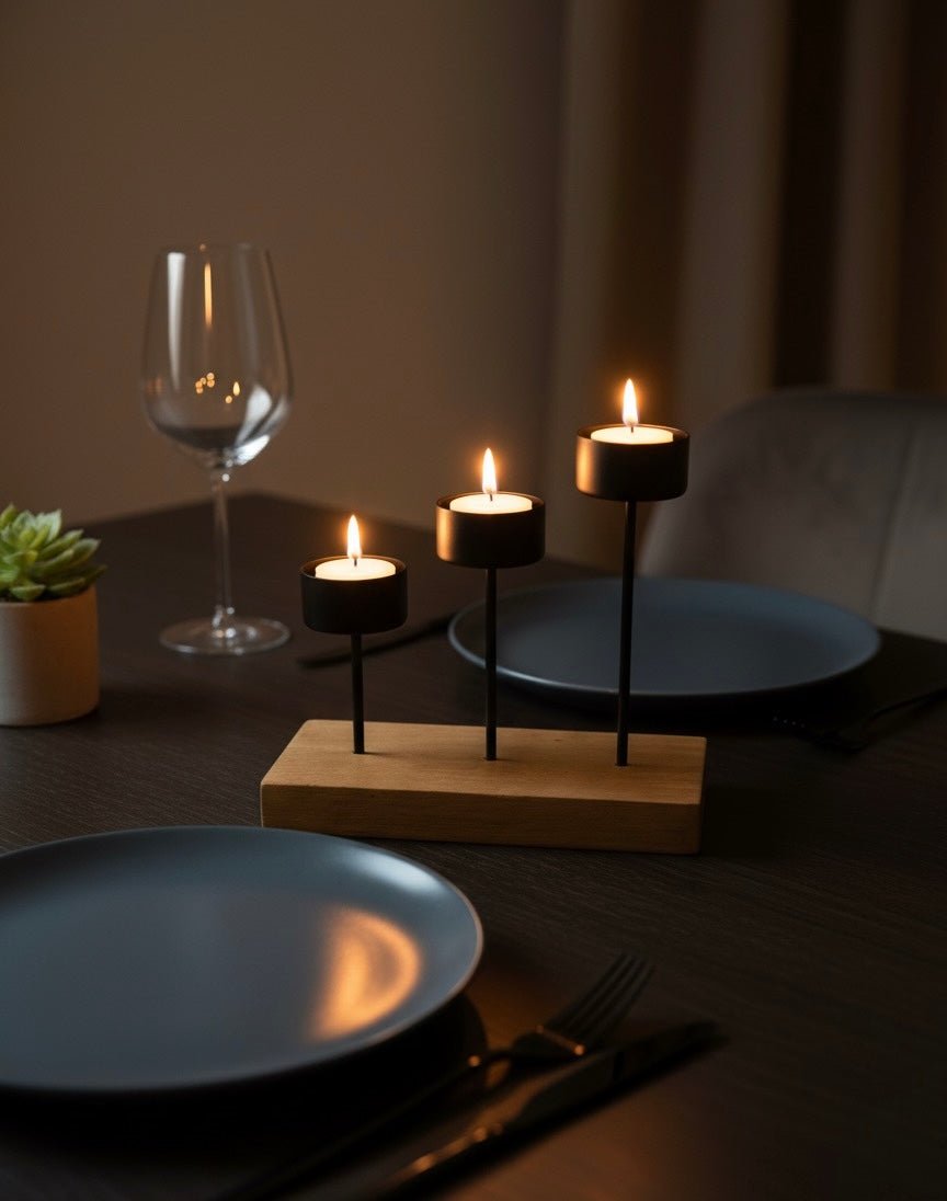 Świecznik Norny - Largodes - drewno, stal, kamień i światlo w harmonii designu