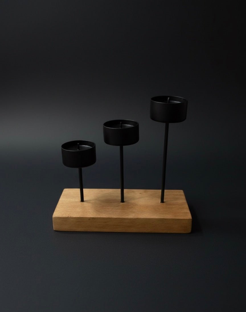 Świecznik Norny - Largodes - drewno, stal, kamień i światlo w harmonii designu