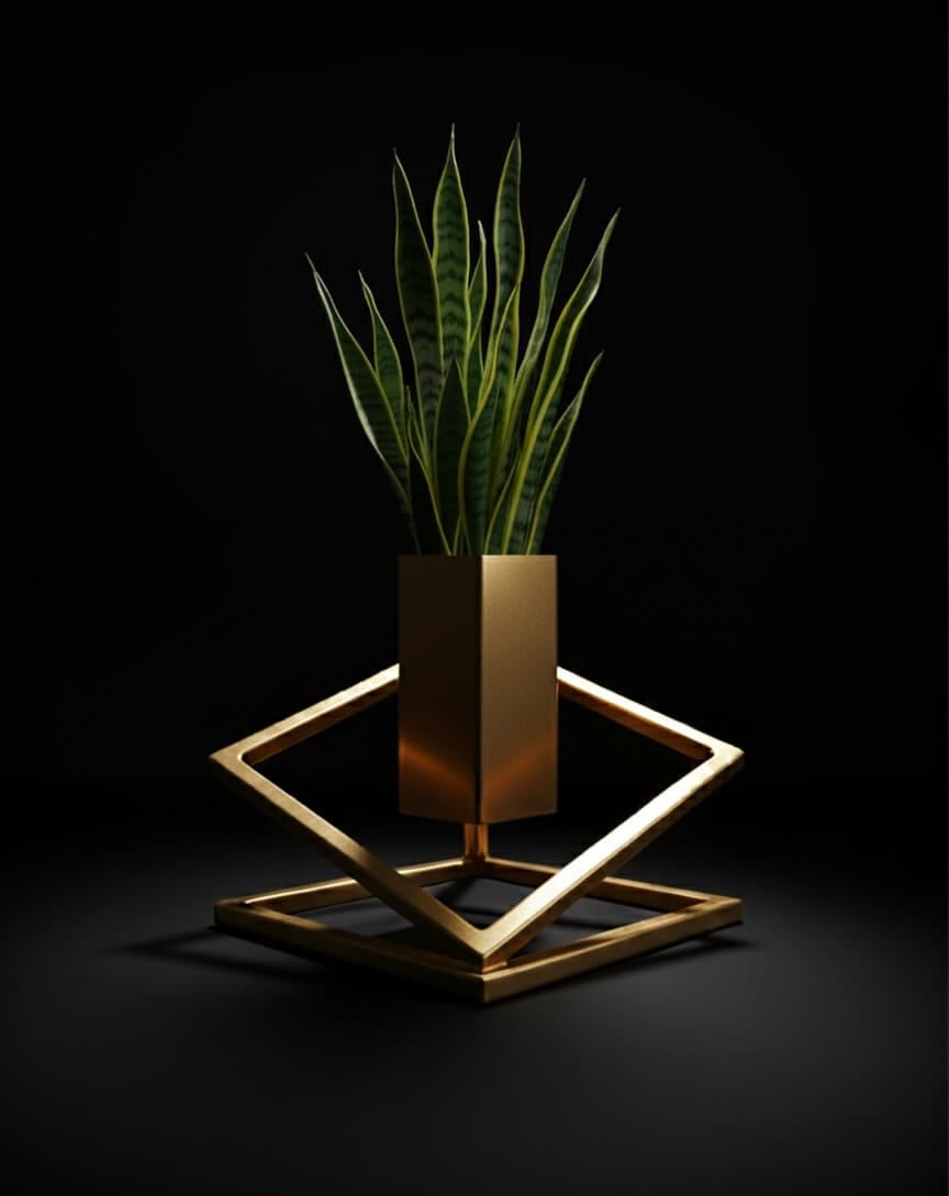 Złoty kolor przywodzi na myśl Glamour. Lecz nie zawsze musimy tak o tym myśleć złoty stojak na kwiaty może podkreślić walory naszej rośliny tak jak wężownica doskonale się komponuje i nie dominuje. Dzięki czemu rośliny nie kwitnące nabierają nowej formy.